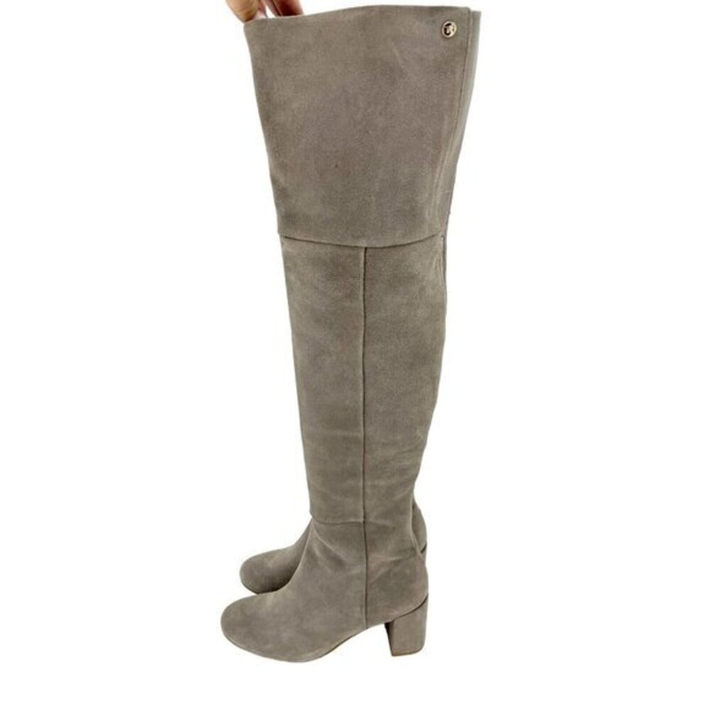 Taryn Rose Catherine Gray Suede Leather Over The Knee Boots SZ 5 New $375
